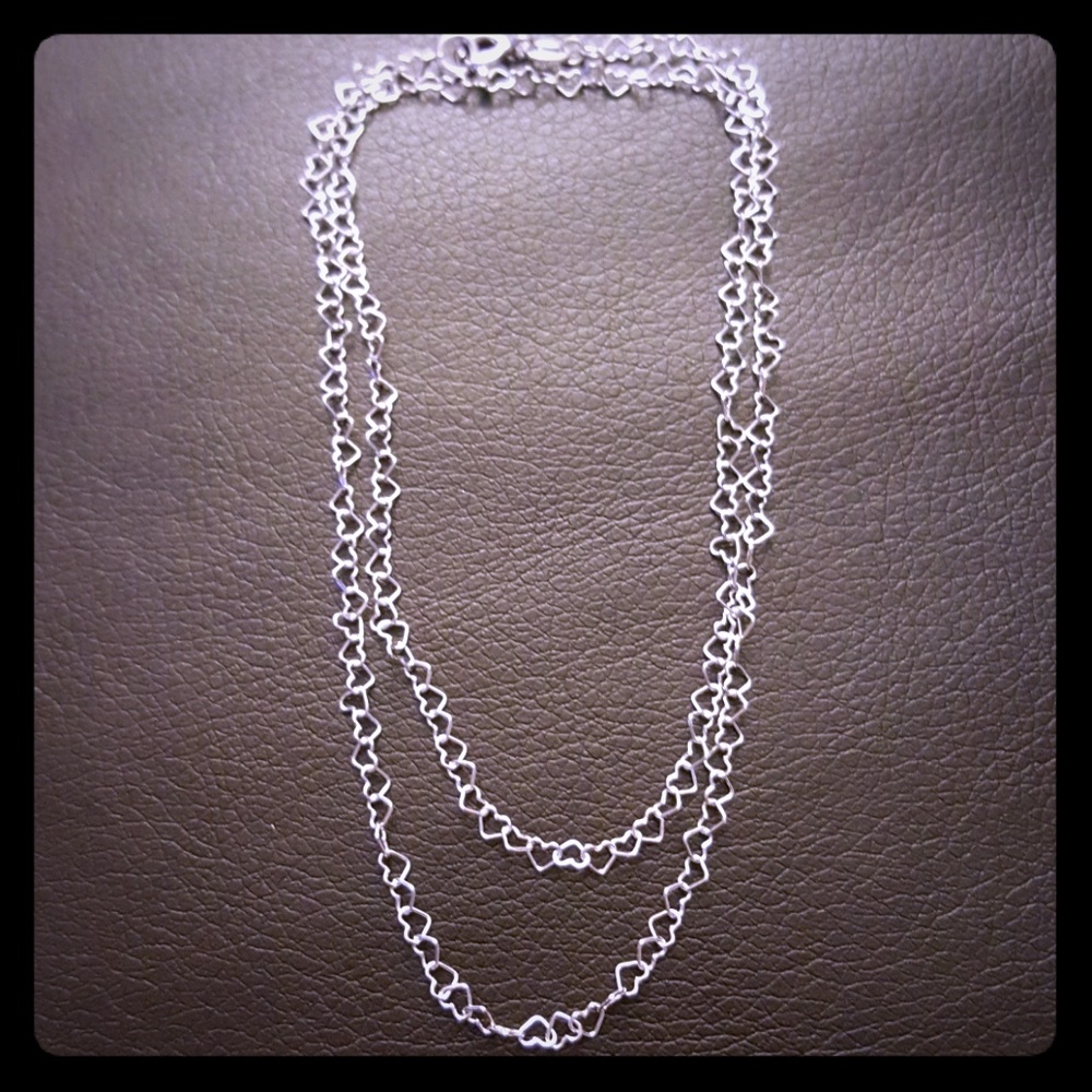 Solid heart sterling silver chain 20"